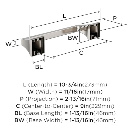Image of Amerock Mulholland 9 inch Polished Nickel Towel Bar