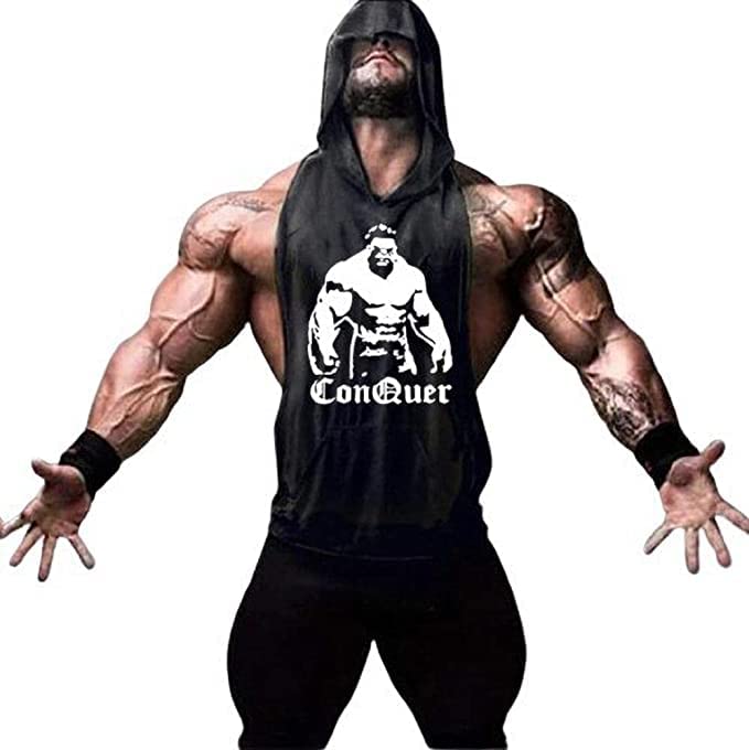 Image of MASCARI Men's Regular Sleeveless Polyester Vest | Anti-Microbial | Anti Odor, Breath tech Super Soft & Comfort Fit Gym Vest for Workout Vest (COMQUER Hood)