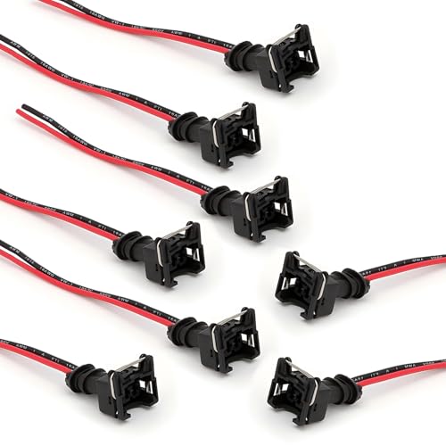 Zosgrew 8 PCS Car Fuel Injector Connector, Fuel Injector Connectors with Wire, Waterproof Injector Socket with Copper Core Plug, Universal for Most Cars (Black)