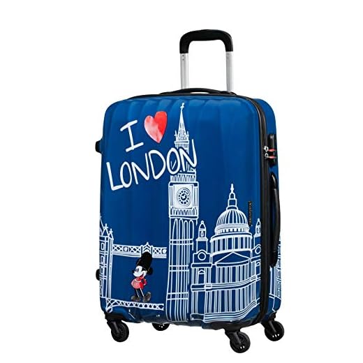 American Tourister Disney Legends Spinner M Maleta Infantil, 65 cm, 62.5 L, Azul (Take Me Away Mickey London)