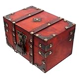 Para coleccionistas: joyero retro es ideal para guardar y exhibir pequeñas figuras, lo que lo convierte en un accesorio para los entusiastas de los , cofre de almacenamiento con cerradura, cofre de almacenamiento de madera