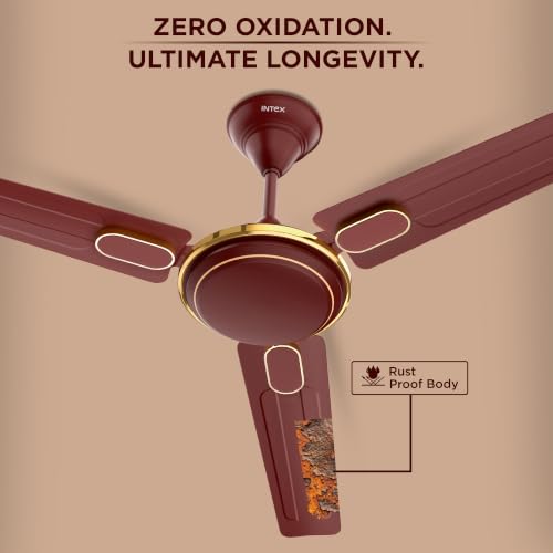 Image of Intex Aero Fighter Pro 1200MM Ceiling Fan | 380 RPM High Speed | 215 m /min Air Delivery | 14 Pole Motor | Double Ball Bearing | Inverter Compatible | Low Noise | Energy Efficient | Rich Brown