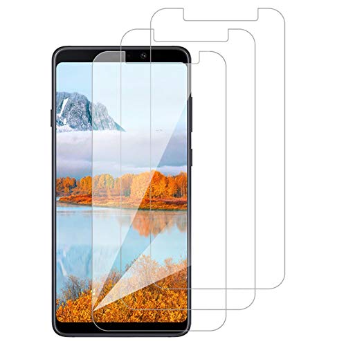 [3 Pack] Amonke Protector Pantalla para Samsung Galaxy A9 2018 Cristal Vidrio Templado, Plana pero Incompleta Cobertura, 9H Dureza 2.5D curvo Borde Screen Protector para Samsung Galaxy A9 2018