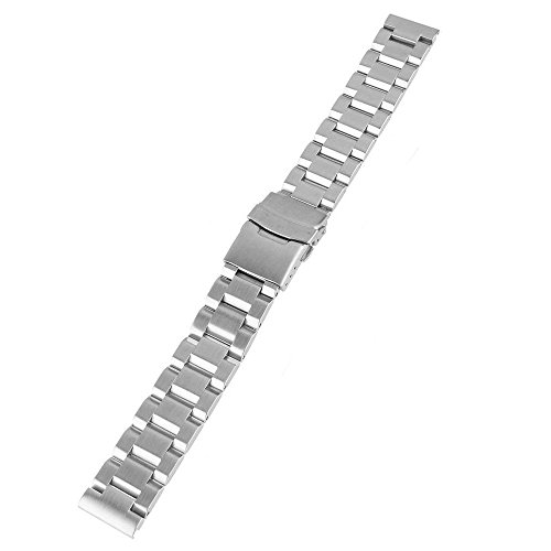 Silver/Black Stainless Steel Watch Bands Brushed Finish Watch Strap 18Mm/20Mm/22Mm/24Mm Double Buckle Bracelet #TOP5
