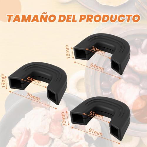 Miniatura 6 de Jeyorzy 3 Pares Tiradores De Silicona Para Ollas - Mangos Y Asas De Silicona, Agarraderas, Soporte Para Cacerolas, Mangos De Silicona Para Ollas, Agarraderas De Silicona Protección De Cocina Sartenes