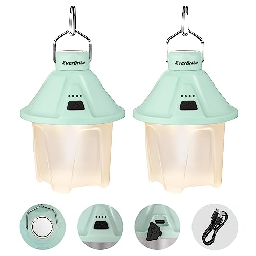 EverBrite 450LM Camping Lantern, USB C Rechargeable Camping Lantern with Magnetic Top&Hanging Hook, 5 Lighting Modes, for Christmas Decorations, Campi