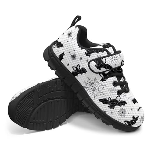 Halloween Theme Girls Athletic Shoes with Hook and Loop Cute Print Breathable Mesh Tennis for Little Kid/Big Kid US 10.5-2.53