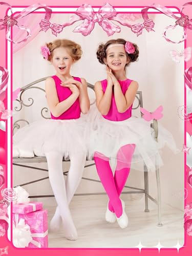 Image of Fourluoo 3 Pairs Girls Tights Colorful Pantyhose Soft Thigh High Sock Seamless Dance Leggings Wedding Tights for Girl