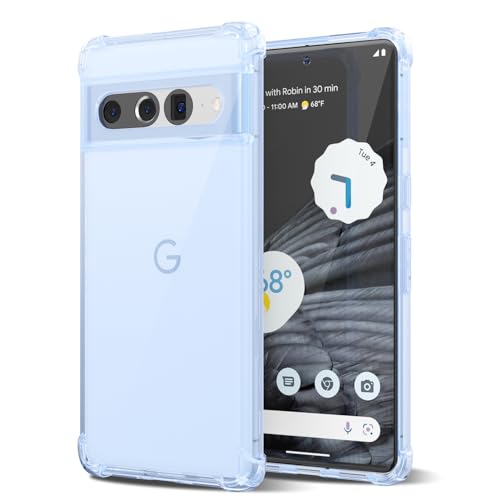 Svanove for Pixel 7 Pro Case Clear, Transparent Jelly Protective Silicone Phone Case with Design for Women Girly Cute Simple, Thin Slim Fit Soft Flexible TPU Shockproof Bumper, Light Blue