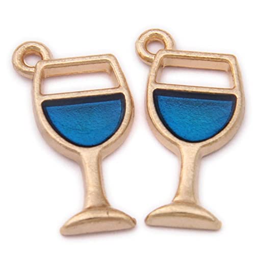 Aeromdale Emaille-Charms, 10 Stück, Weinglas-Form, Anhänger für Armband, Halskette, Schmuck, DIY-Zubehör, 16 x 9 mm, A – 1 Set