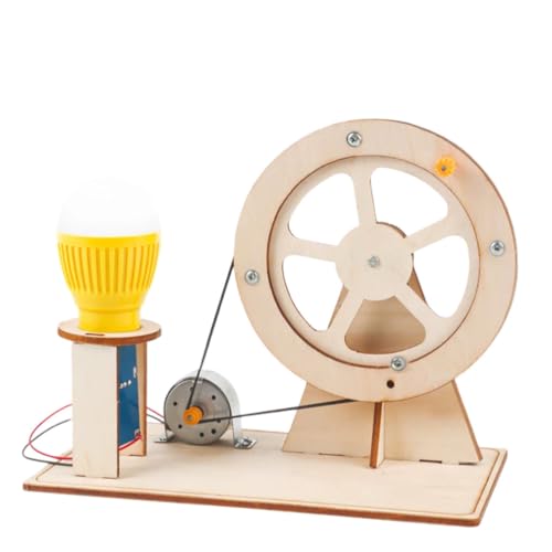 HLS trade Kit Ciencia Montessori Generador Manivela Manual Madera DIY con Bombilla Que Mejora Habilidades Prácticas
