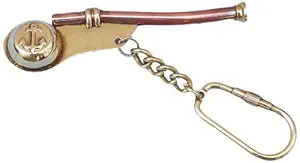 Meenakshi Handicraft Emporium Nautical Solid Brass/Copper Boatswain (Bosun) Whistle Key Chain