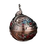 Cenicero Cenicero Creativo for el hogar, Cubierta abatible a Prueba de Viento, Adornos de Metal Vintage, Regalos, Cenicero Grande Ceniceros Portátiles (Color : Rood, Size : B)