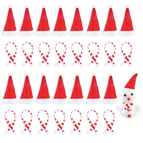 Honosen 30 Stück Mini Weihnachtsmützen und Mini-Schal set,...