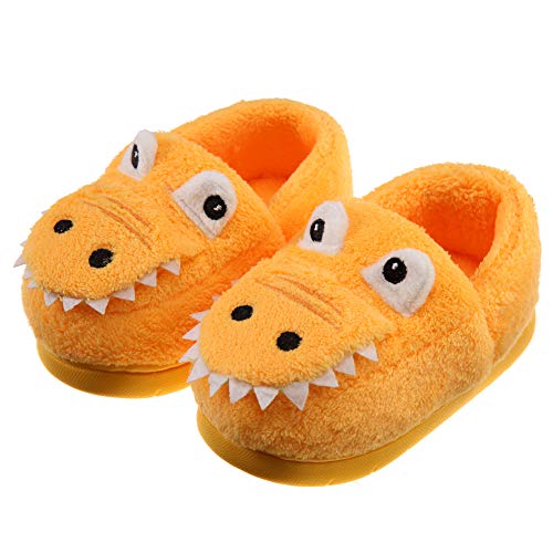 Toddler Kids Boys Girls House Slippers Baby Cartoon Fuzzy Winter Warm Home Indoor Bedroom Shoes (9.5-10.5 M Toddler, Yellow)
