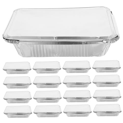 Cabilock 25 Pezzi Teglie Alluminio Usa e Getta con Coperchio Teglie Rettangolari Resistenti per Cottura Grigliata e Preparazione Pasti Contenitori Alluminio per Catering e Barbecue