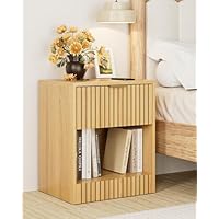 Apetaccat Small Bedside Table,50x38x60cm, Farmhouse Wooden Bedside Cabinet with Drawer,Kids Bedside Table Nightstand for Bedroom,Living Room,Office,Oak, Large