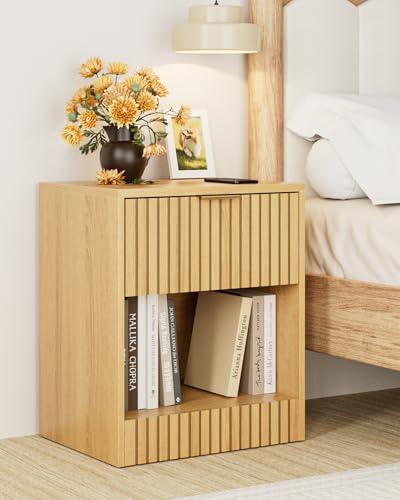 Apetaccat Bedside Table,50x38x60cm, Farmhouse Wooden Bedside