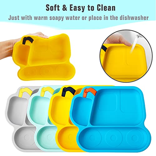 Baby Plate - Toddler Plate With Suction - 100% Food-Grade Silicone Divided Dinner Plates - Portable Non Slip - Microwave & Dishwasher Safe #TOP4