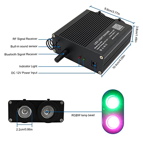 Image of AKEPO 32W Dual-Head Dual-Color Fiber Optic Light Engine, APP Control + Same or Different Color + Music Activated+28-Key Remote for Fiber Optic Star Ceiling