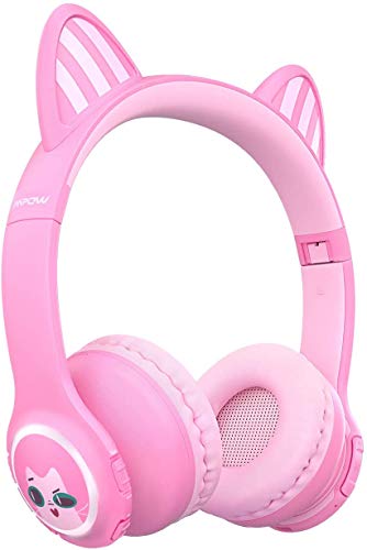 Mpow Kids Headphones, Bluetooth 5.0 Headphones with Cat Ear, 85dB/95dB Volume Limiting, Wireless Foldable