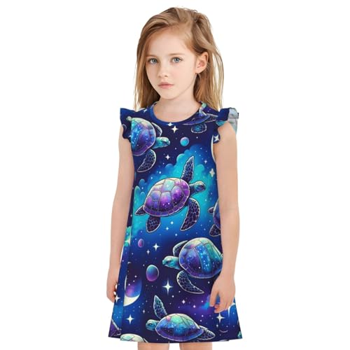 Augenstern Flutter Sleeve Nightgown Turtle-Moonlit-Walk-Galaxy Soft Sleepwear Nightdress3