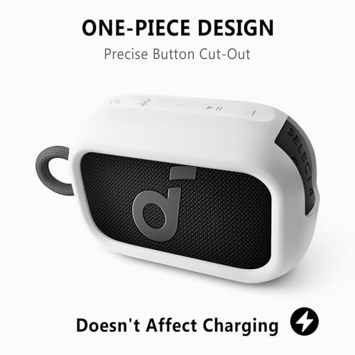 Image of Geiomoo Silicone Case for Anker Select 4 Go Speaker, Protective Portable Scratch Shock Resistant Cover (White)