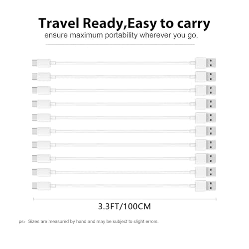 Image of 10 Pack Car Carplay USB A to USB C Cable for iPhone 16e 16 iPhone 15 Pro Max iPhone 16 15 Car Charger, iPhone 15 17 Carplay Cable Charging 16 Pro Plus, iPad USB C iPad 10th Pro Air 5 /4 Mini 6th