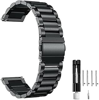 MUENShop 22mm Watch Armband Rostfreier Stahl Metall Schwarz Schnelle Veröffentlichung Uhrenarmband Kompatibel für Huawei Watch GT 4 46mm Samsung Galaxy Watch 3 45mm/Huawei Watch GT 3 46mm