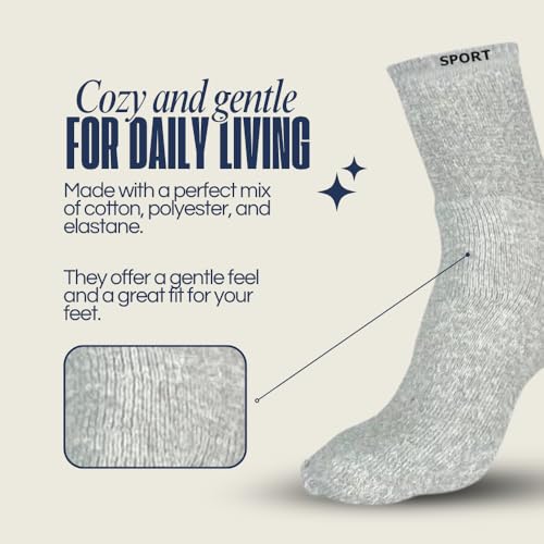 12 Pairs Men's Crew Socks – Soft, Breathable & Durable Cotton Blend – Everyday Athletic & Casual Wear4