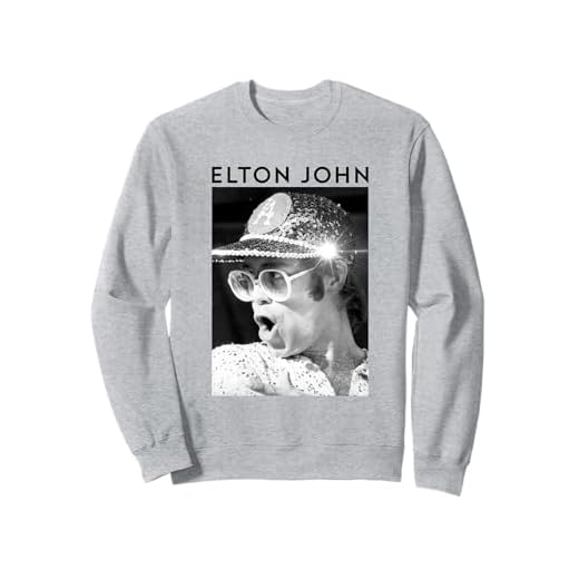 Elton John Official Black & White Photo Sequin Cap Sweatshirt