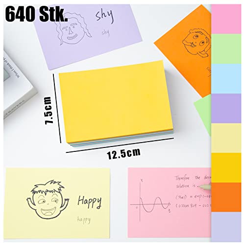 Koogel 640 Stück Moderationskarten - 12,5 x 7,5 cm, 8 Farben, 150g/m², Karteikarten Blanko Papier Karten ideal für Lernkarten, Präsentationen, Büroorganisation & Bastelprojekte