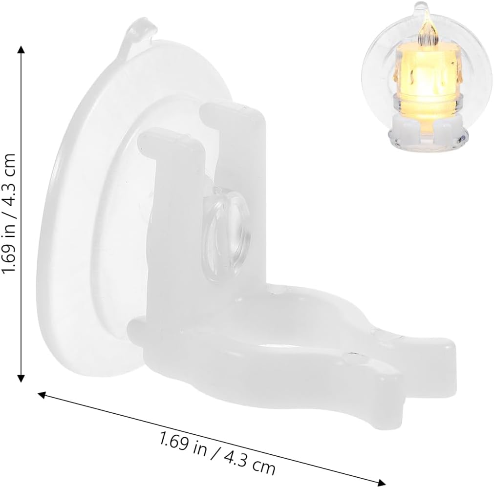 PRETYZOOM 12Pcs Window Candle Holders with Strong Suction Cup - Christmas Secure Flameless for Electric Candles - Transparent PVC Clamps for DIY, Religious Holiday Decor