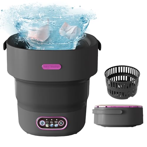 Mini Waschmaschine, 13L 2 in 1Faltbare Klein Waschmaschine Camping Mit Schleuder, Abnehmbarer Trockenkorb, 3 Modi Tiefenreinigung Portable Washing Machine Für Schlafsäle, Wohnmobil, 2,5 kg Leicht