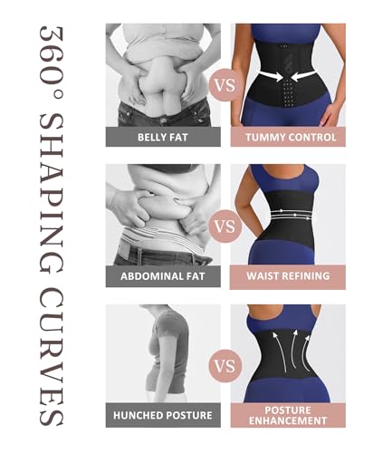 FeelinGirl Waist Trainer for Women Waist Trimmer Ab Belt Tummy Control with Triple Segmented Belt Hourglass Body Shaper4