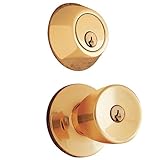 Mountain Security Keyed Entry Door Knob Tulip & Deadbolt Combo Pack, Polished Brass 3136-105