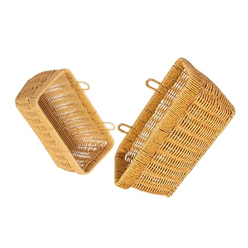 Ipetboom 2pcs Woven Hanging Basket Versatile Faux Rattan Kitchen Wall Organizer for Fruits Vegetables and Eggs Space Saving Storage Elegant Design