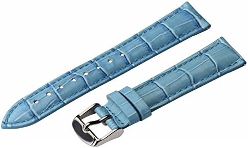 Clockwork Synergy - 2 Piece Classic Croco Grain Ss Leather Watch Band Straps - Sky Blue - 20mm for Men Women image 3