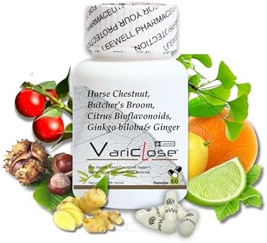 (LeeWell) Complete Varicose Veins & Blood Circulation Support Natural Herbal Complex, Horse Chestnut Extract, Butcher's Broom Extract, Gingko Biloba, Citrus Bioflavonoids - 60 Caps
