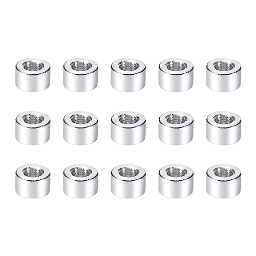 YOKIVE 15 Stück Abstandshalter, Aluminium Runder Gerader Abstandshalter | Verhindert Gelenkverformung, Ideal für Roboter, Drohnen (Silber, 3,1x6x3mm)
