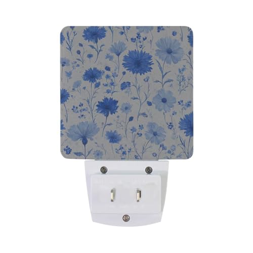 Lámpara de noche LED con sensor azul con flores miniatura 6