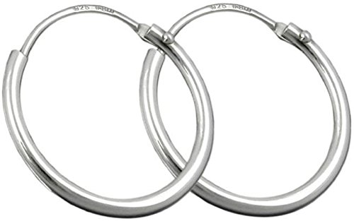 Unbespielt - Pendientes de aro pequeños de plata de ley 925 para hombre y mujer, con un tamaño de 15 x 1,2 mm, brillantes y con cierre a presión, caja incluida Cover