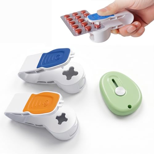 Portable Pill Popper Easy Press Pill Remover with Collection Box Travel Tablet Taker for Seniors Arthritis Weak Hands No-Contact Medication Extractor Tool