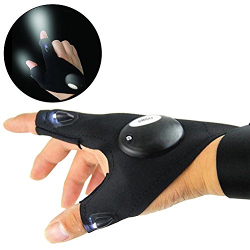 Lioobo luvas de LED sem dedos para uso ao ar livre, trabalhando na escuridão, caminhadas, acampament