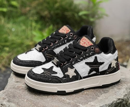 ​Women's Y2K Star Shoes，Chunky Platform Walking Sneakers for Casual Sports, Cute Lace-Up Comfort Design US 5-7.52