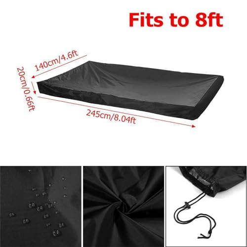 Cubierta de mesa de billar de 8 pies negra rectangular con cordón ajustable (Pack de 2) 7