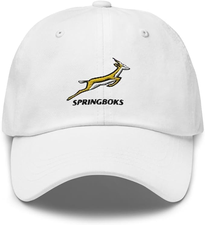 MacCoffee Gorra bordada de rugby Springboks, sombrero sudafricano, Springboks Rugby, Personalización Nombre Equipo Springboks Rugby Cap White, Blanco