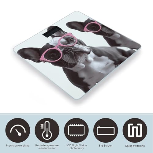 Báscula Digital de Baño French Bulldog Rosa con LCD miniatura 3