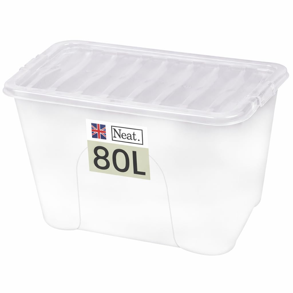  - Neat. Plastics 80L Storage BoxClear BaseClear LidOrganise Easily With Plastic Storage Box- Pack Of 1