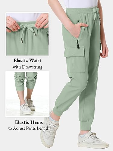 Image of EXARUS Girls Hiking Cargo Pants Joggers Teen Quick Dry Lightweight Slim Fit | Tween Youth Camping Pants Kids Hip Hop Dance Athletic Tapered Lightweight Track Safari Drawstring Woven /Knit 6-14Y